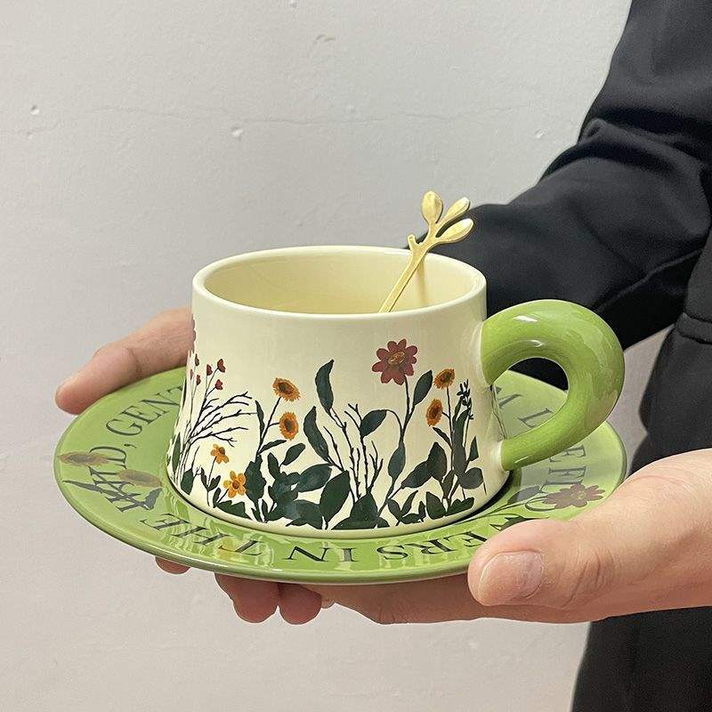 High-end nicho ligero de cerámica taza de café plato conjunto de té de la tarde taza de café latte de alto valor de cara regalo