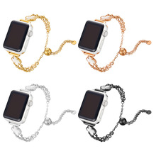 适用于Apple Watch苹果表带 梅花花型apple不锈钢表带 双链条表带