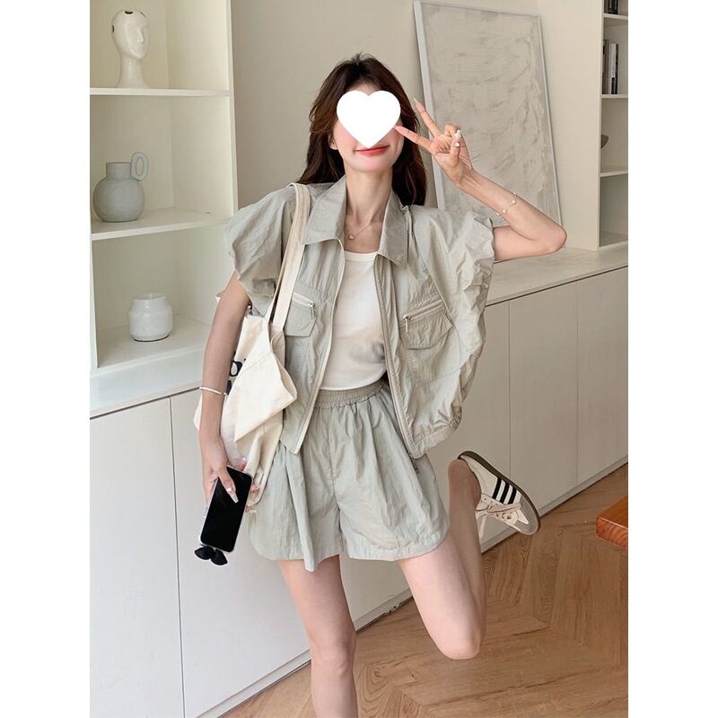 Casual Workwear Sweet Cool Style Shirt and Shorts Set Two-Piece Set for Women Summer Age-Reducing Fashionable Stylish Petite High-End Look