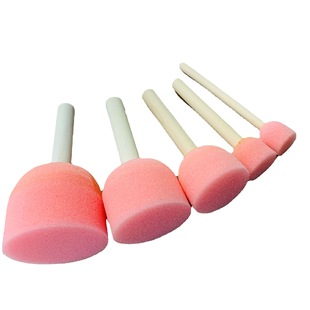[Wooden handle sponge brush] round pink painting early education children's brush kindergarten mushroom head sponge seal