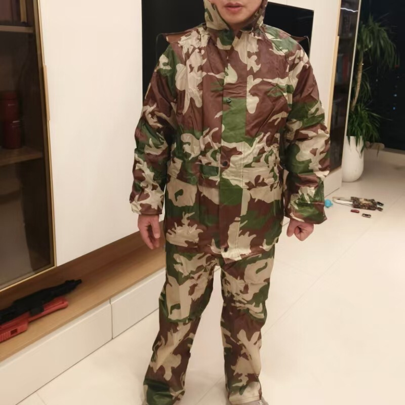 New Camouflage High-End Double-Layer Raincoat Suit Plaid Environmentally Friendly Pvc Waterproof Coating Outdoor Cycling Windproof Labor Protection