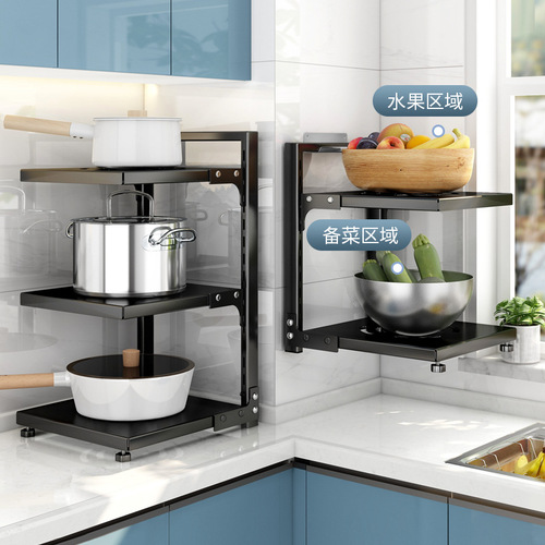 Cross-border stainless steel storage rack for home kitchen wall-mounted pot rack under countertop sink multi-layer condiment storage rack