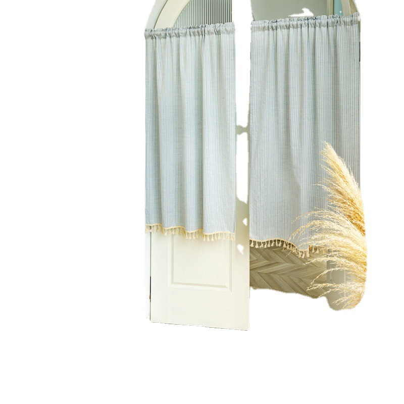 Cortina corta colgante de fieltro con borlas para puerta, estilo coreano, ideal para estancias en casas de familia japonesas, sin necesidad de taladrar._voghion.com