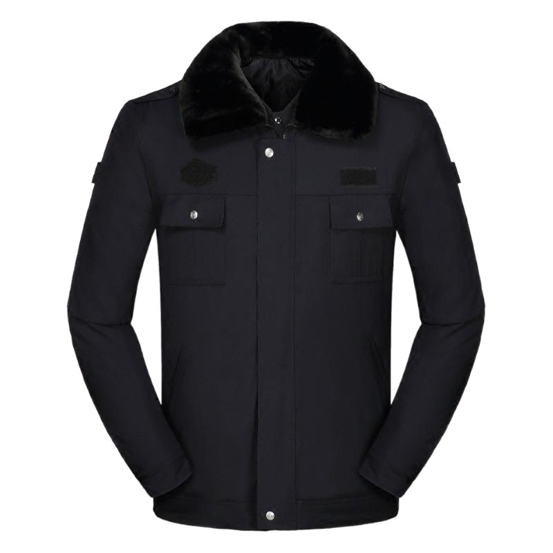 New Security Cotton Coat Reflective Winter Black Suit Thickened and Longed Multi-Functional Cold-Proof Labor Protection Work Clothes