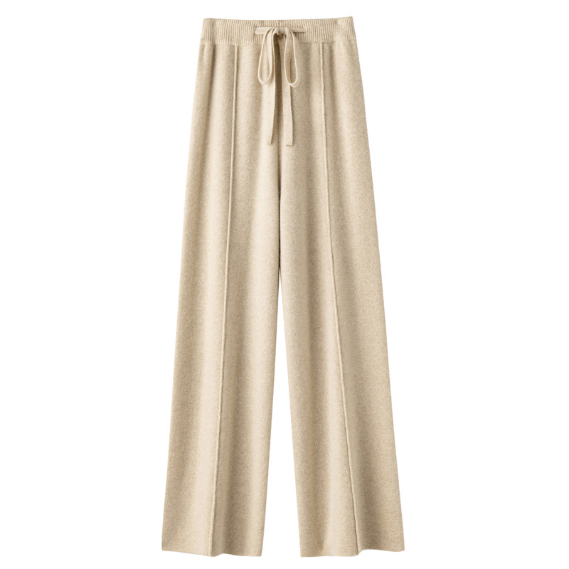 High Waist Wide Leg Pants Women's Casual Dosing Non-Wool Straight Pants Winter New Arrival Intly Woven All-match Knitted Pants