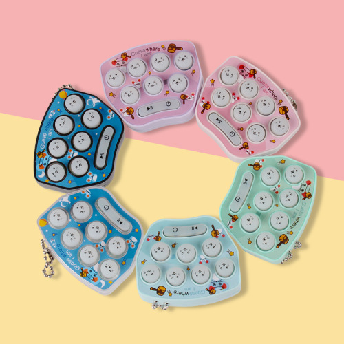 Cross-border handheld whack-a-mole game machine, macaron-colored whack-a-mole mini game machine, keychain pendant toy