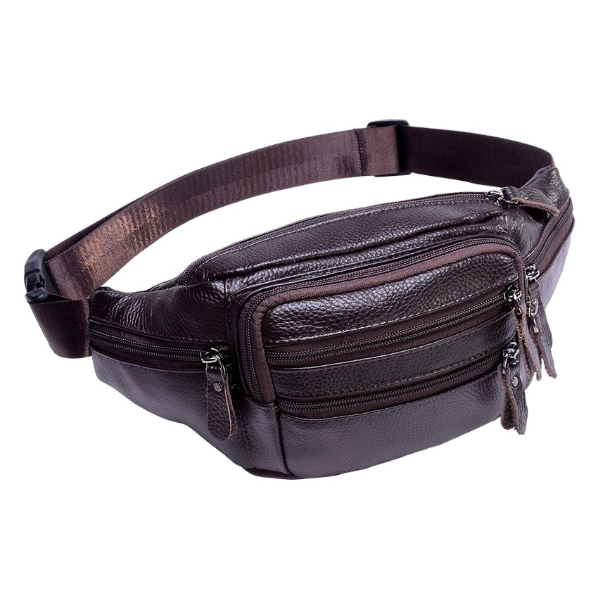 Youniu New Men's Waist Bag Retro Cowhide Chest Bag Top Layer Cowhide Men's Bag Single Shoulder Crossbody Bag Mobile Phone Waist Bag Trendy
