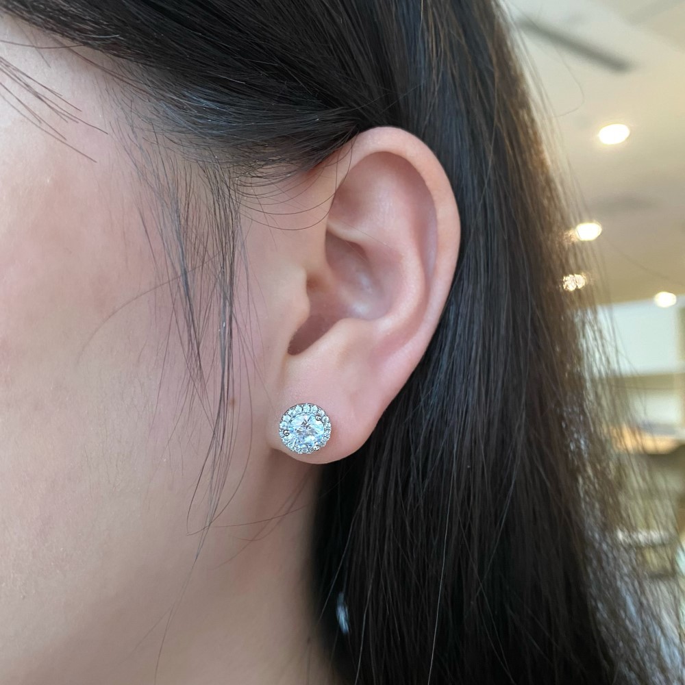 6g Weight Zircon Inlay Material Ear Studs Classification 1 Pair Quantity 1 Pair 925 Sterling Silver Zircon Geometric Ear Studs