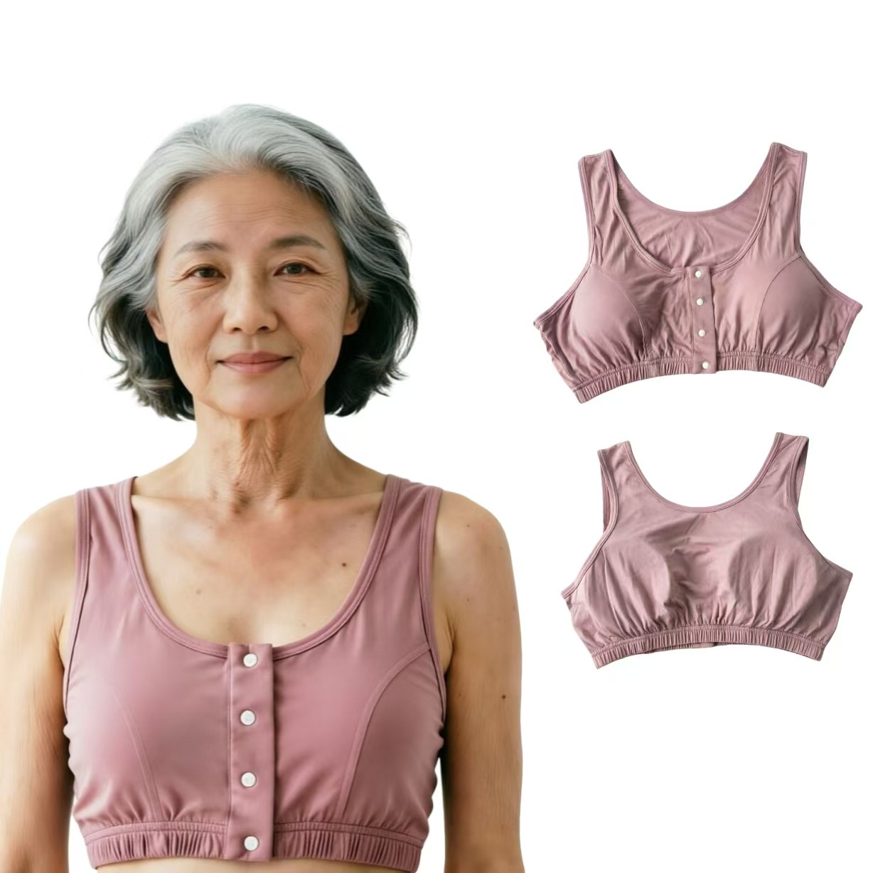 Modal Soft and Comfortable Thin Large Size Bra for Middle-Aged and Elderly Women, Front-Clasp Vest-Style Nursing Bra, Mom's Underwear