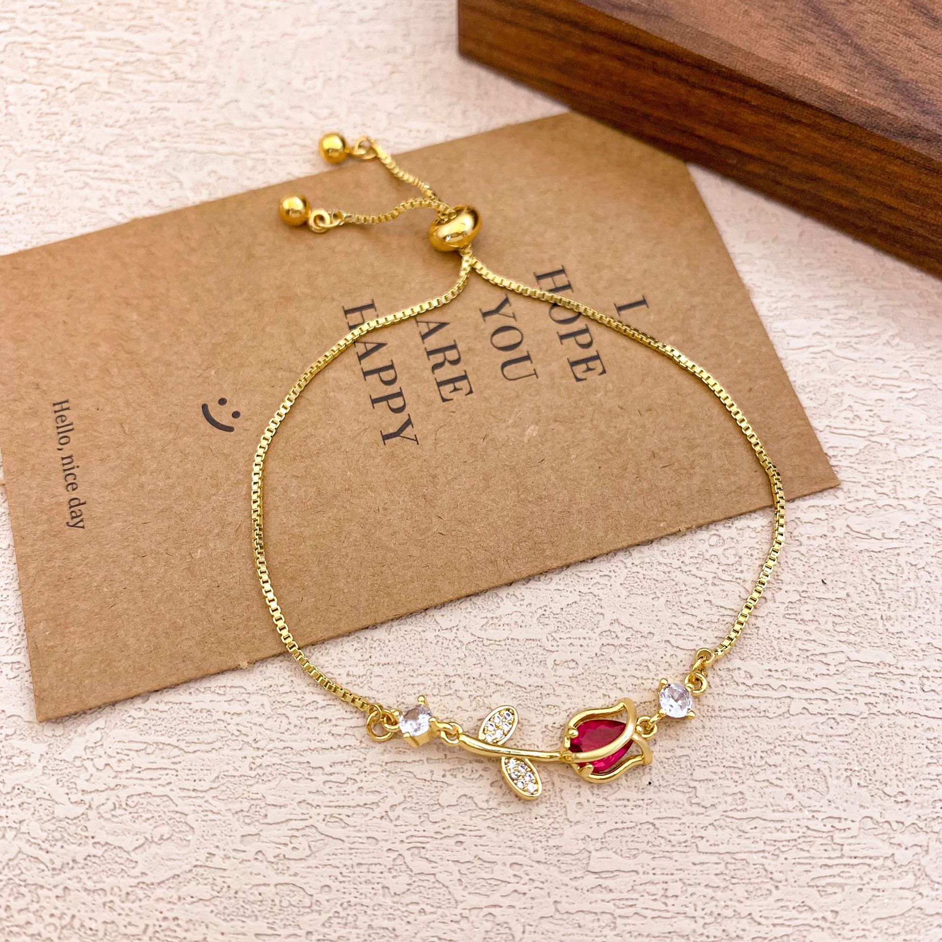 Pulseras transfronterizas nuevas pulseras ajustables de rosa de tulipas nicho de moda femenina, regalo de cumpleaños para amigos.