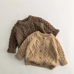 儿童开衫毛衣2025春秋中小童针织衫男女童加厚纯色宝宝外套潮耐用