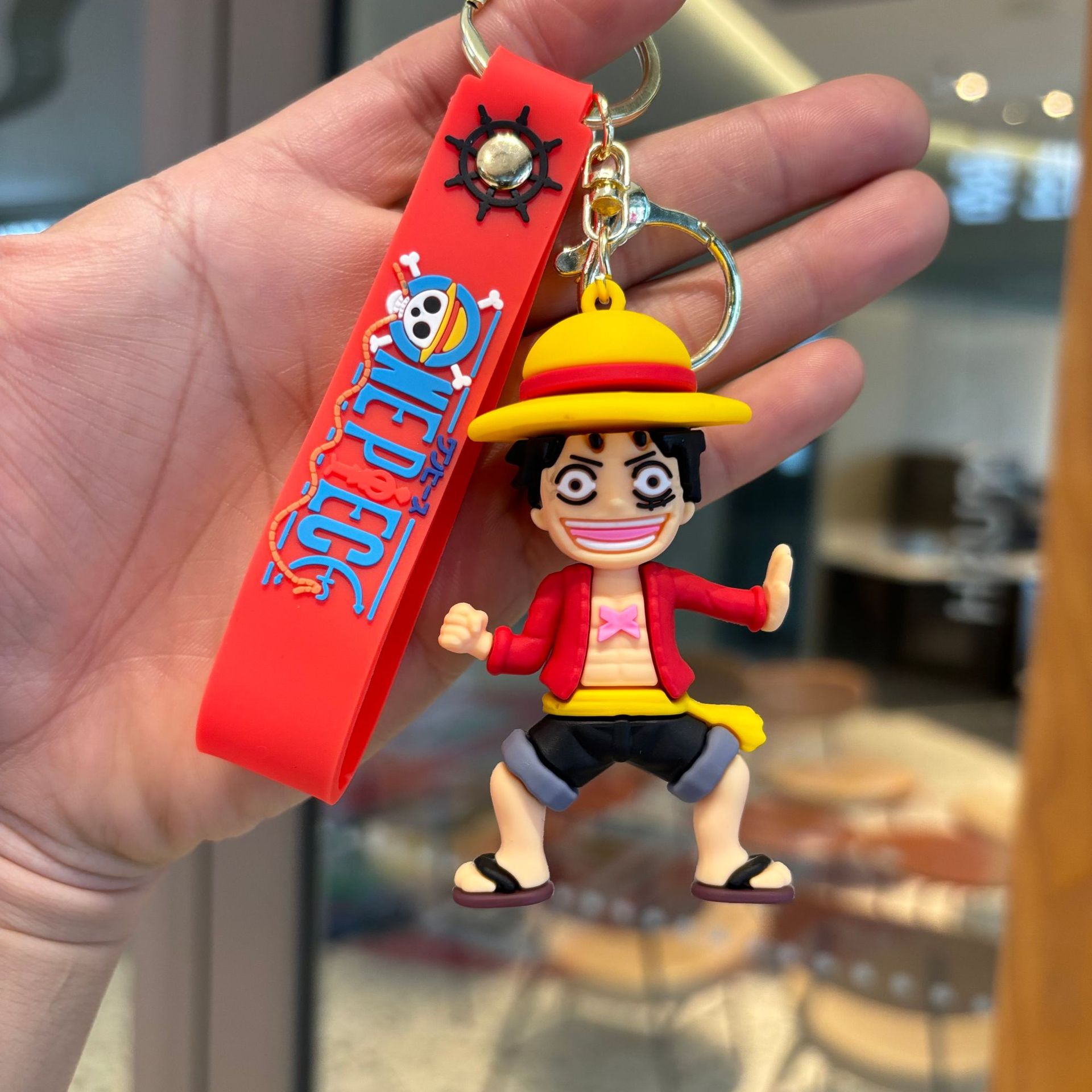 Crossing One Piece Keychain tarjeta Luffy muñeca tridimensional bolsas de coches colgantes de llaves pequeños regalos al por mayor