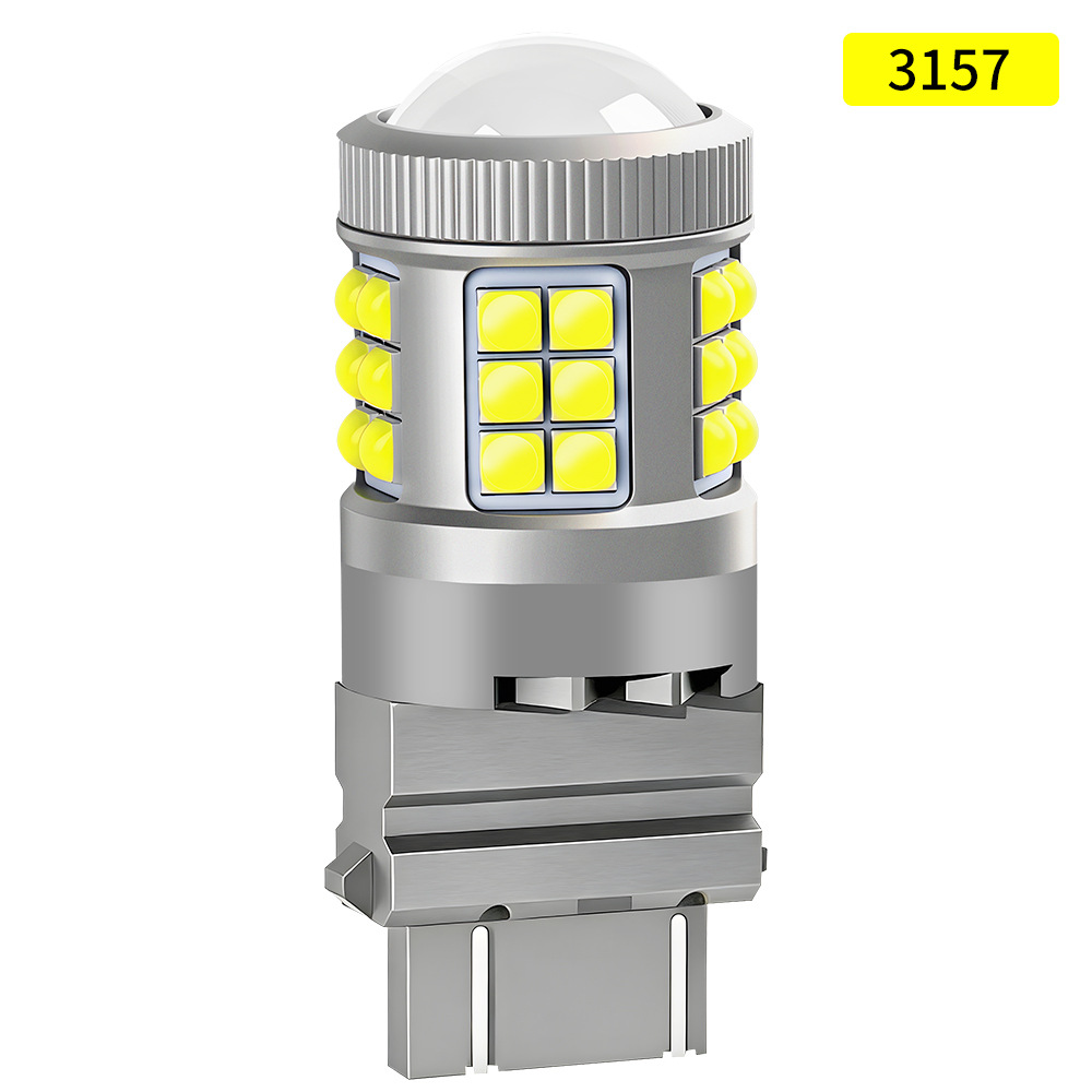 lámpara de automóvil LED de alto brillo luces de dirección luces de marcha atrás 1156-33SMD - 3030 chip convexo con lente luz de freno
