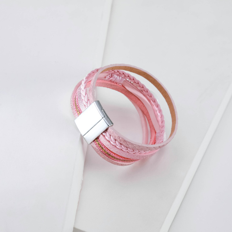 Bohemian multi-layer woven devilu0027s eye pearl leather bracelet