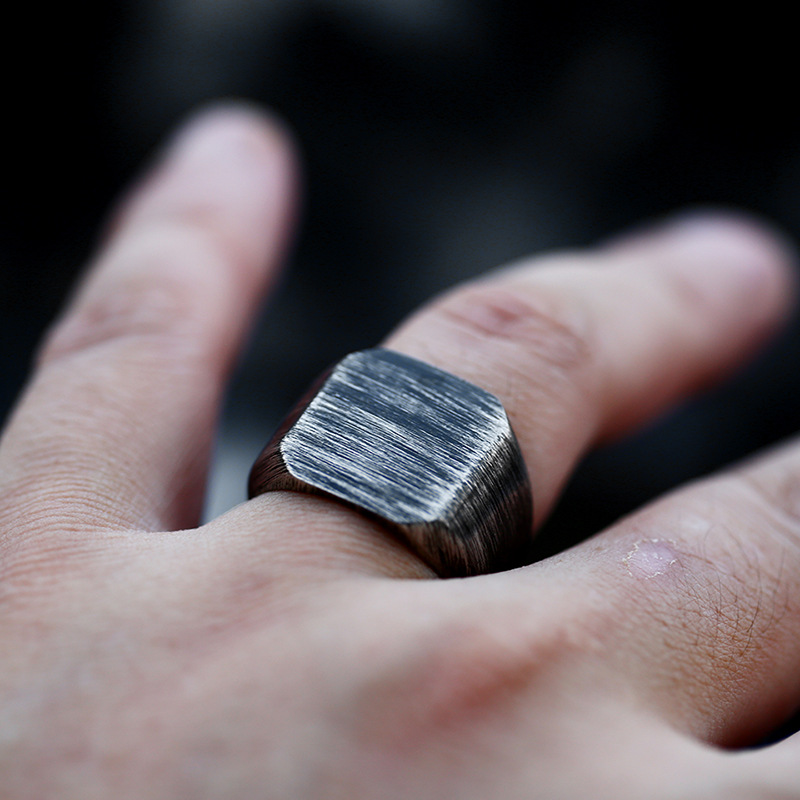 Geometric Pattern All Seasons Season Hip-Hop Retro Geometric Titanium Steel Men's Rings Men Band Rings