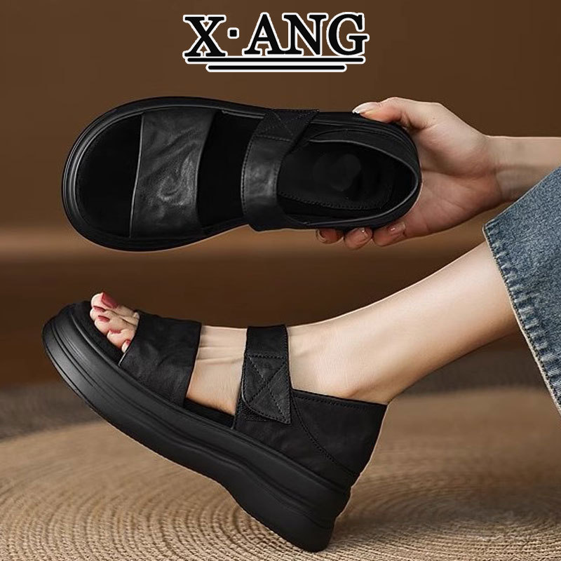 Super Soft Sole Top-Layer Cowhide Sandals for Women, Summer Outdoor Wear, 2026 New Model, Velcro Casual Beach Roman Women's Shoes