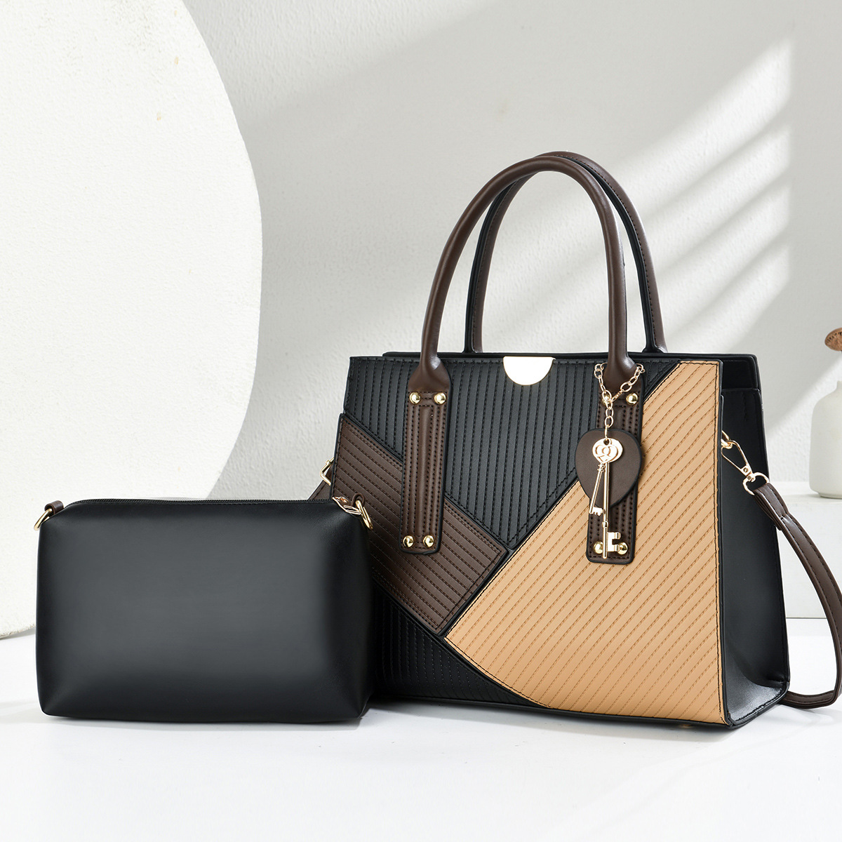 Dos piezas de paquete de bolsos de moda, bolsos de mano retro, bolsos de hombro casuales, bolsos de alta capacidad, bolsos transfronterizos