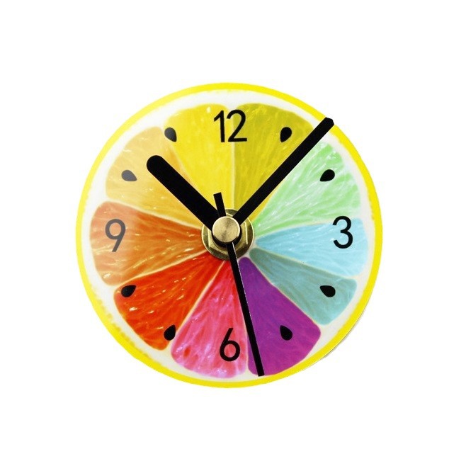 Pastoral fruta limón refrigerador pegatinas reloj moda creativa limón refrigerador reloj mensaje pegatinas succión magnética pegajoso reloj colgante