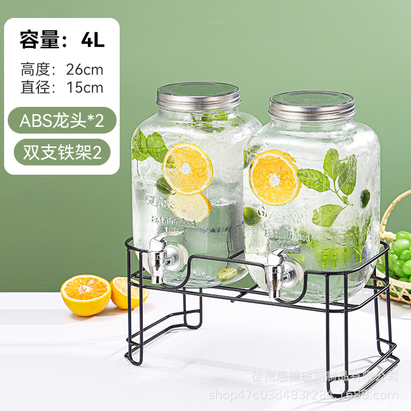 Barril de vidrio grueso barril de cola transparente con grifo sellado barril de frutas taza hervidor certificación de grado alimenticio image 7