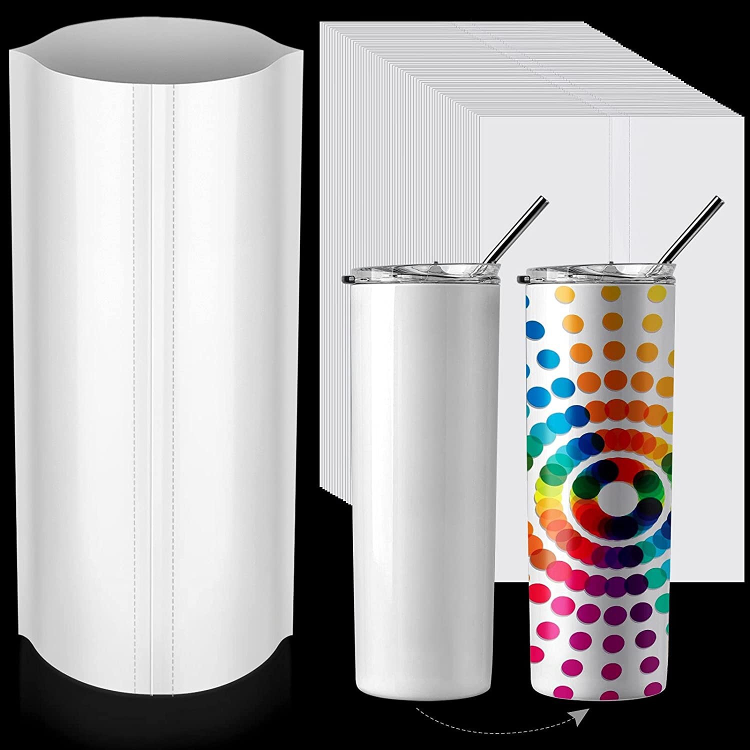 White Sublimation Shrink Wrap Sleeves for Tumblers,Mugs, Cup