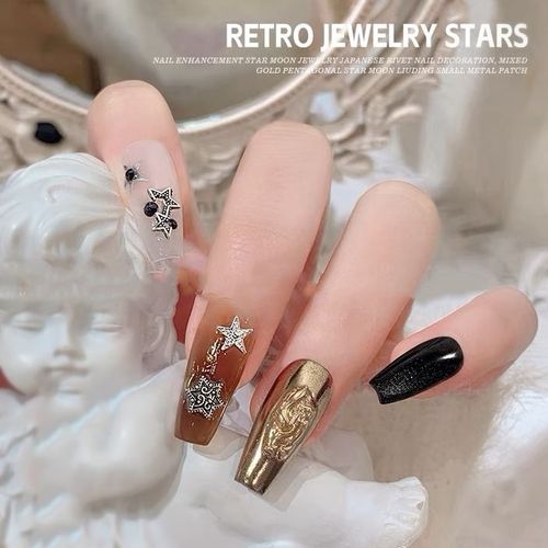 Hole-out small five-pointed star nail art accessories DIY components 3D star nail decorations