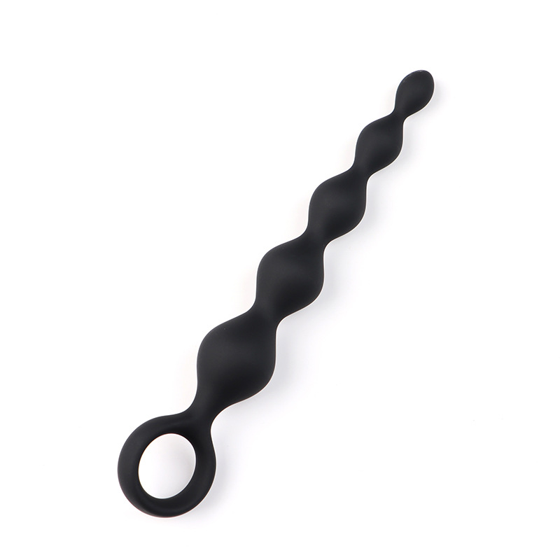 Gradual Expansion Silicone Anal Beads Prostate Massager Plug, Five-Bead Black Design — detail image 3