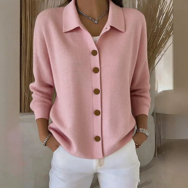 2026 European and American Cross-Border Autumn and Winter New Waffle Pattern Lapel Solid Color Casual Versatile Buttoned Women's Shirt Jacket 2026 European and American Cross-Border Autumn and Winter New Waffle Pattern Lapel Solid Color Casual Versatile Buttoned Women's Shirt Jacket
