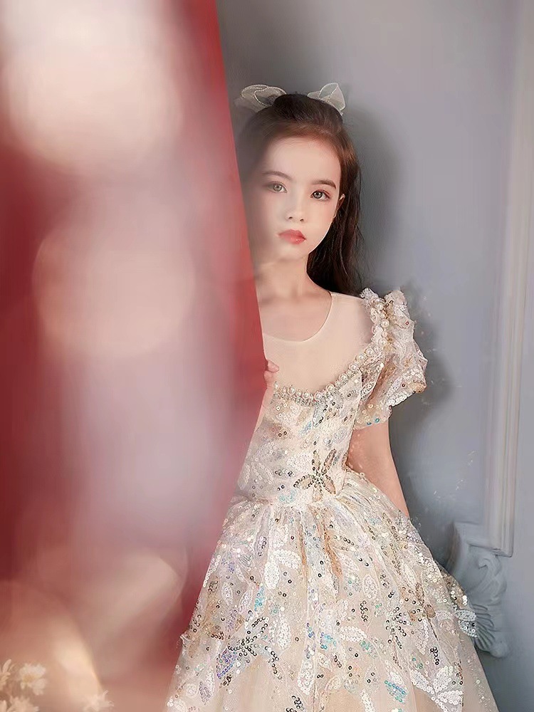 Robe de princesse pour fille en tulle et coton pour spectacles_voghion.com
