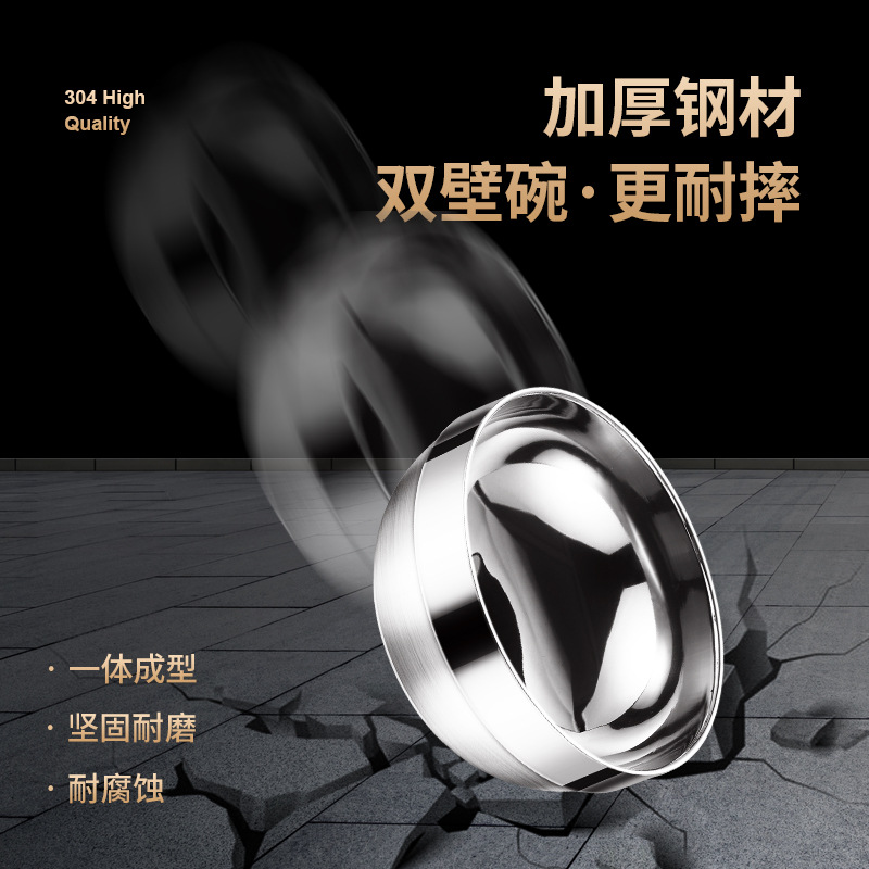 Double-layer platinum school soup bowl stainless steel for…