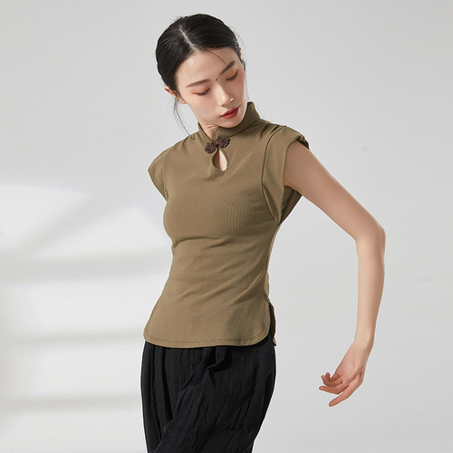 Modern dance button-down sleeveless top, classical dance vest, design sense and art test, slimming practice dance clothes