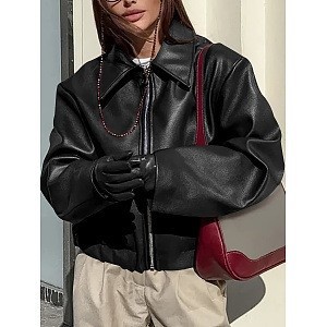 Motorcycle Style Leather Jacket 2024 European and American Autumn and Winter New Loose Jacket Fashion Cross-Border Leather Jacket New Women's Coat