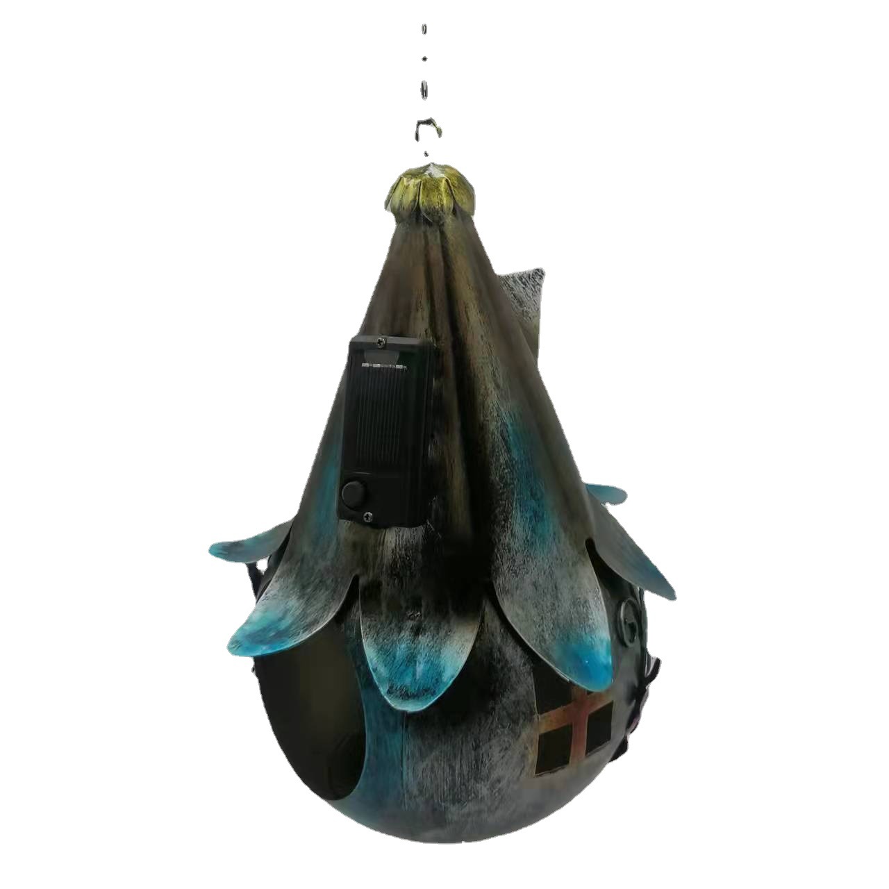 Fábrica transfronteriza Nuevo en stock Casa de pájaros de hierro solar al aire libre de hierro de metal Casa de pájaros solares luces decorativas