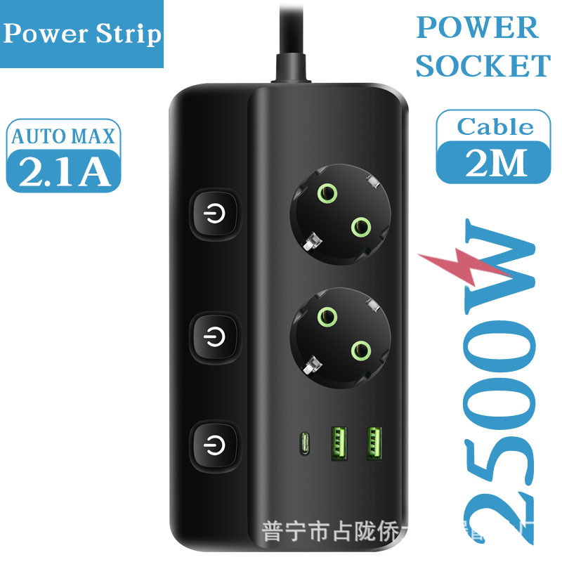 Euro enchufe tablero de conexión doméstico con USB oficina ruso 250V con enchufe de cable