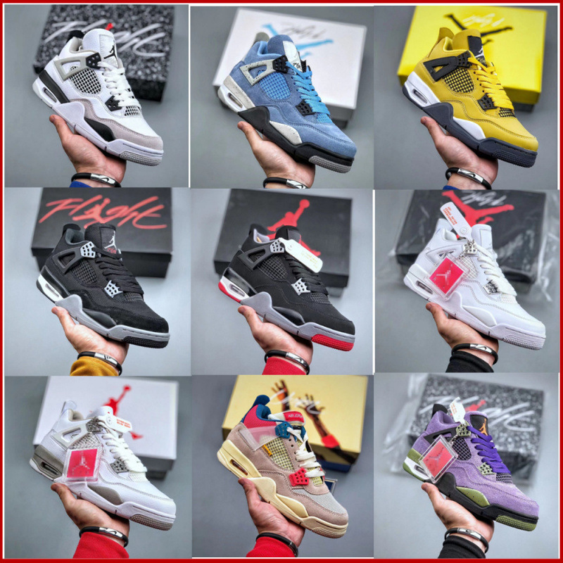 Putian Shoe Company-Level High-Quality Aj4 Joe 4 Men's Shoes Women's Shoes Air Cushion Basketball White Oreo White Red Buckle Racing Blue