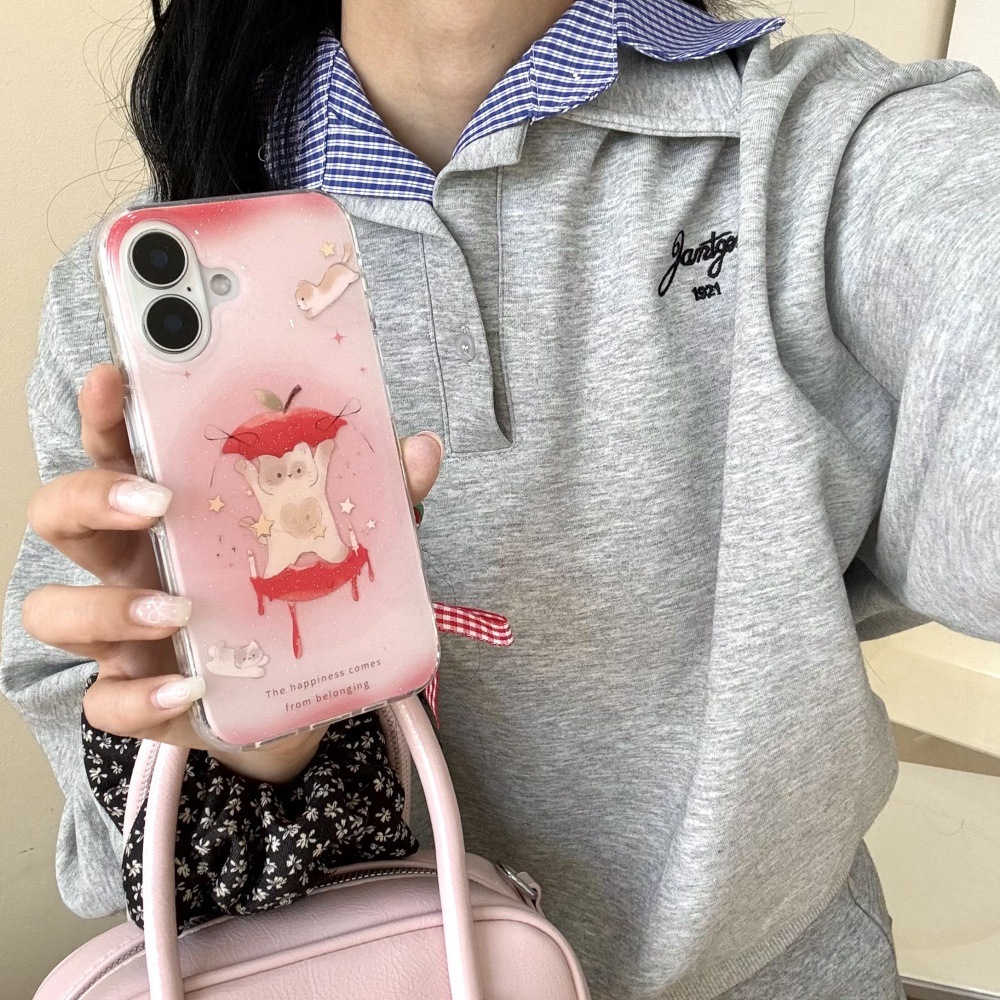 Divertido y lindo gato de Apple para iphone16 girl heat flasher polvo 15ProMax funda para teléfono móvil Apple 14 nuevo