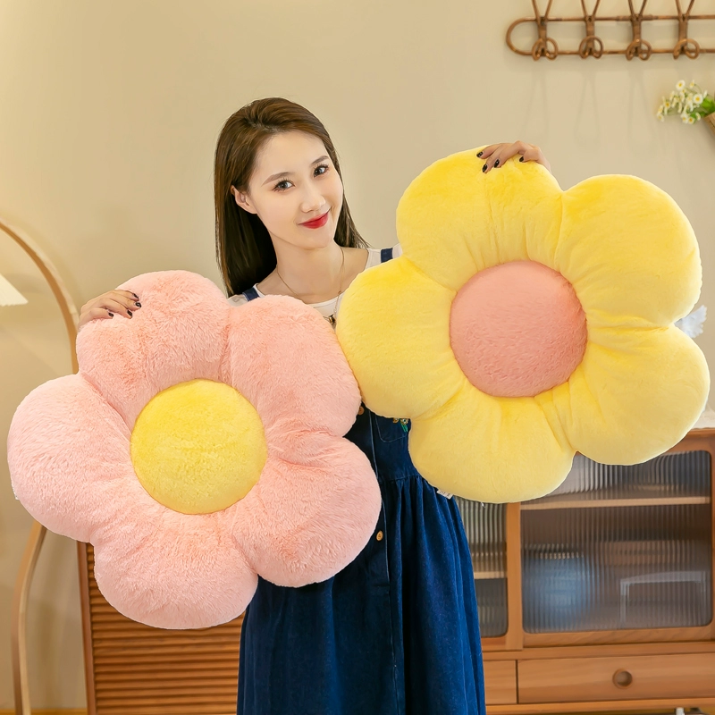 Modern pillow, white sofa solar-powered, flowered, sunflower