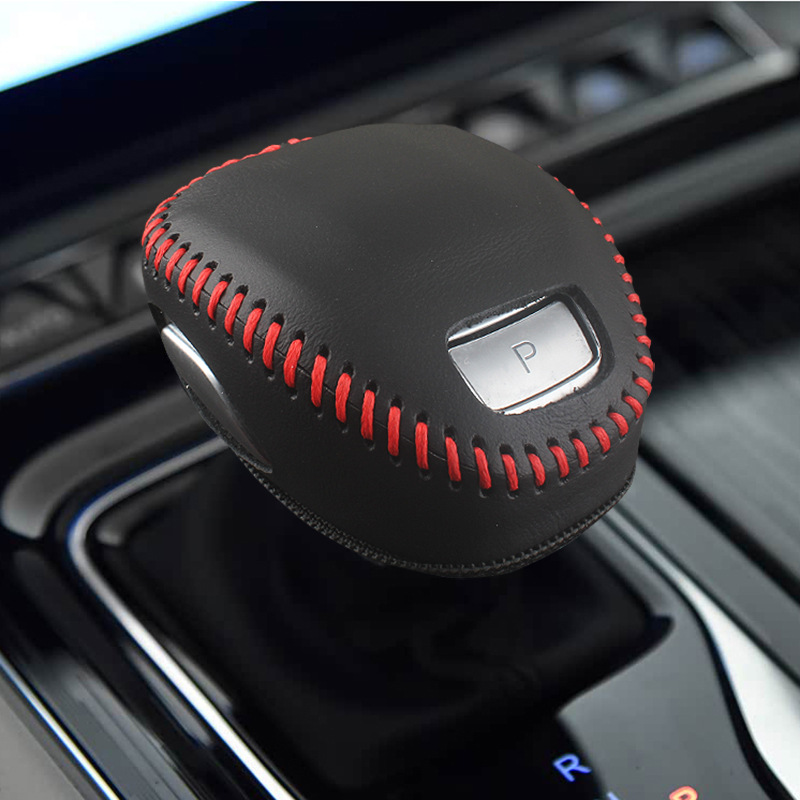 Hongqi Gear Shift Knob Cover For Hongqi H5 2023-2024 (Sürətlər qutusu və əl tormozu başlıqları) - plain-weave-red-line