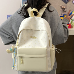 高颜值书包女中学生大容量森系印花双肩包可爱星星轻便旅行背包