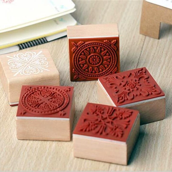Классический ретро квадратный деревянный Ретро узор печать кружева серии красивый ручной Счет Печать