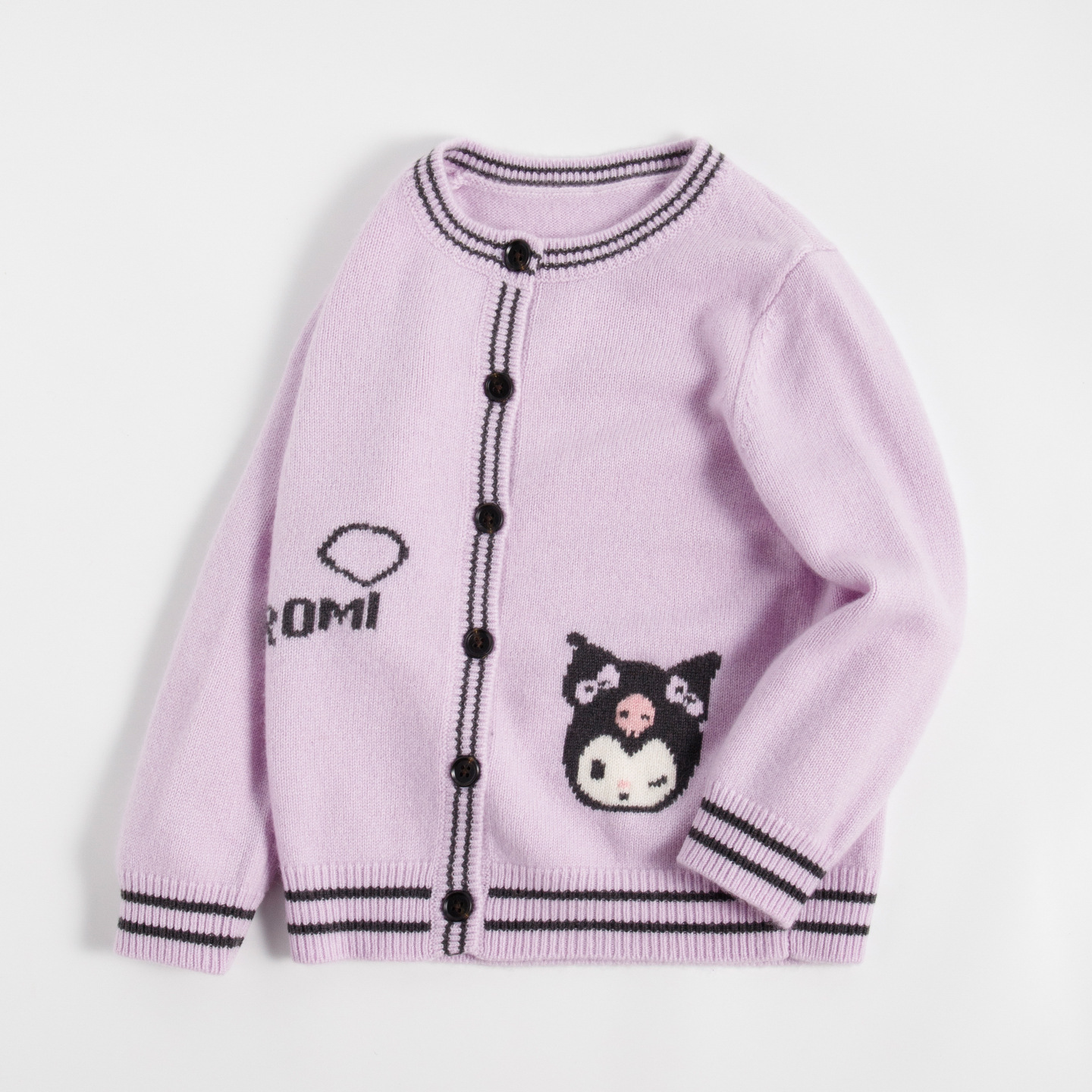 Little Sheep Jumping Children's Cashmere Sweater, Autumn and Winter New Style, Baby and Toddler Cardigan Sweater, Girls' Cartoon Kuromi