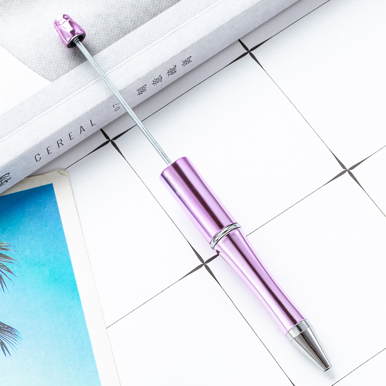 Nuevo bolígrafo de cuentas en stock UV galvanizado DIY creativo bolígrafo de cuentas de plástico imprimible al por mayor bolígrafo