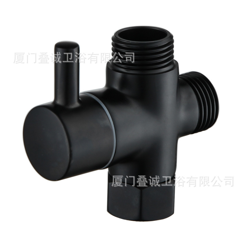 Copper Black Quick-Open Three-Way Water Distributor 4-Point Shower Head One in Two Out Water Diverter Valve Converter Switching Valve Copper Black Quick-Open Three-Way Water Distributor 4-Point Shower Head One in Two Out Water Diverter Valve Converter Switching Valve