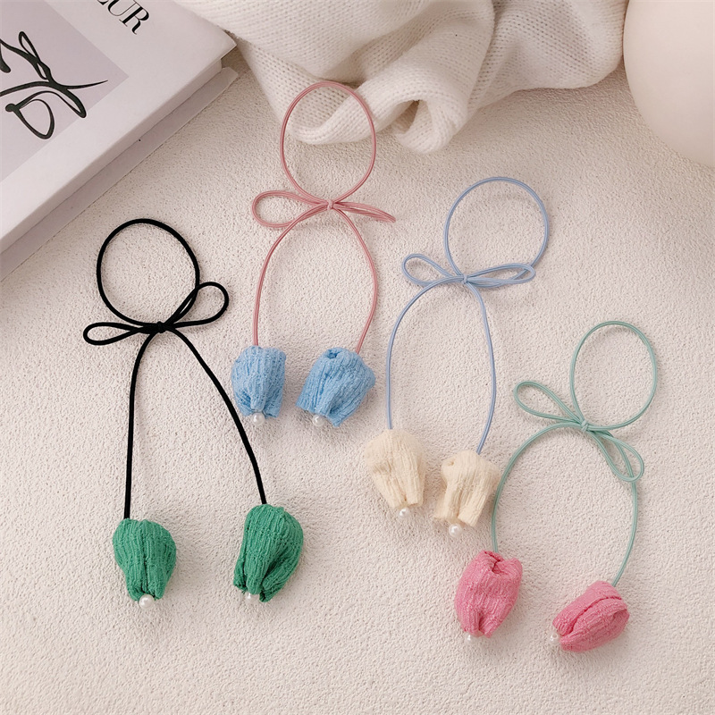 Dulces tulipanes anillo de cabello coreano simple temperamento de arco de correa de goma correa de cabello inins