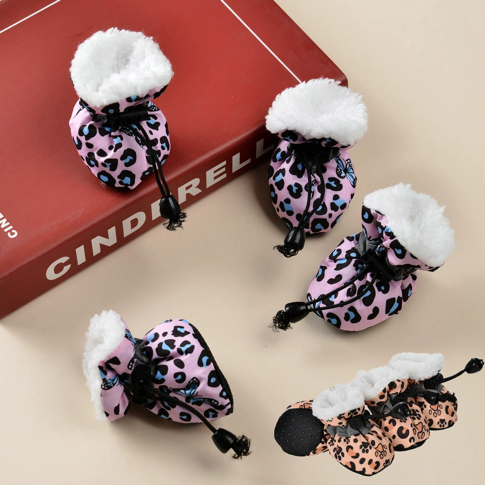 Трансграничная Обувь для собак для маленьких собак, дышащая мягкая подошва, обувь для маленьких собак, плюшевый мишка, чехол для обуви на флисовой подкладке, чехол для ног, теплый нескользящий