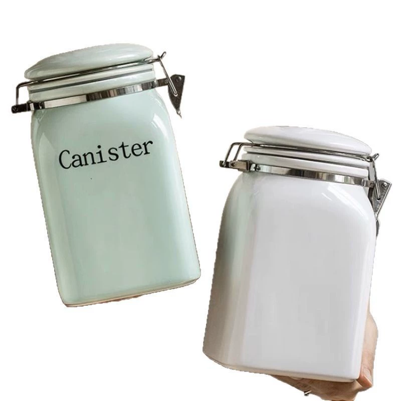 ฿High-looking storage jars, snack storage jars, grain ceramic sealed jars, snack storage jars