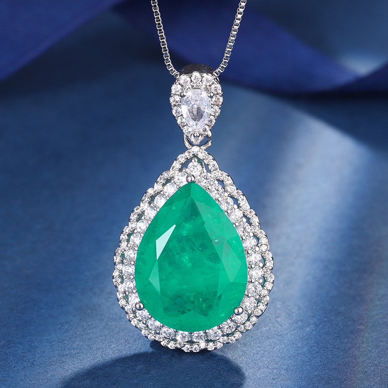 Zhuang Sheng joyas cobre Fondo chapado en oro europeo y americano traje simulación color tesoro gota de agua diamante-incrustado luz lujo temperamento traje 15*20