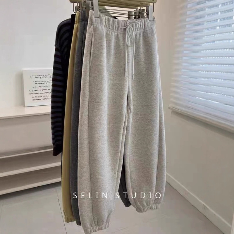 Plus Size 150kg Korean Style Drawstring Jogger Sweatpants for Women, Autumn and Winter Fleece-Lined Thickened Sports Harem Pants 2