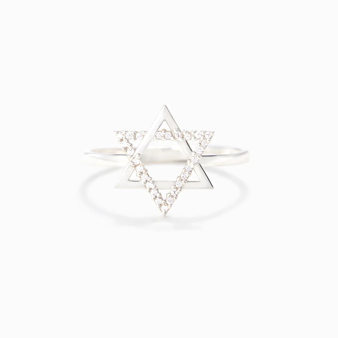 Sterling Silver Simple Style Hexagram Geometric Plating Rings display picture 1