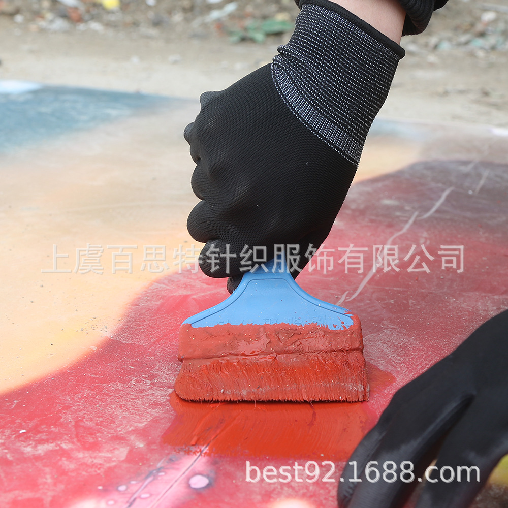 透气轻质普通手套13针涤纶PU涂层手套防滑抗微生物耐油和手部保护