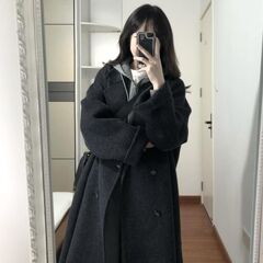 2025年秋冬季反季简约高级感羊毛呢外套女士长毛加厚双面羊绒大衣